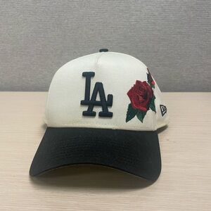 LA Dodgers Cap with Red Rose Embroidery